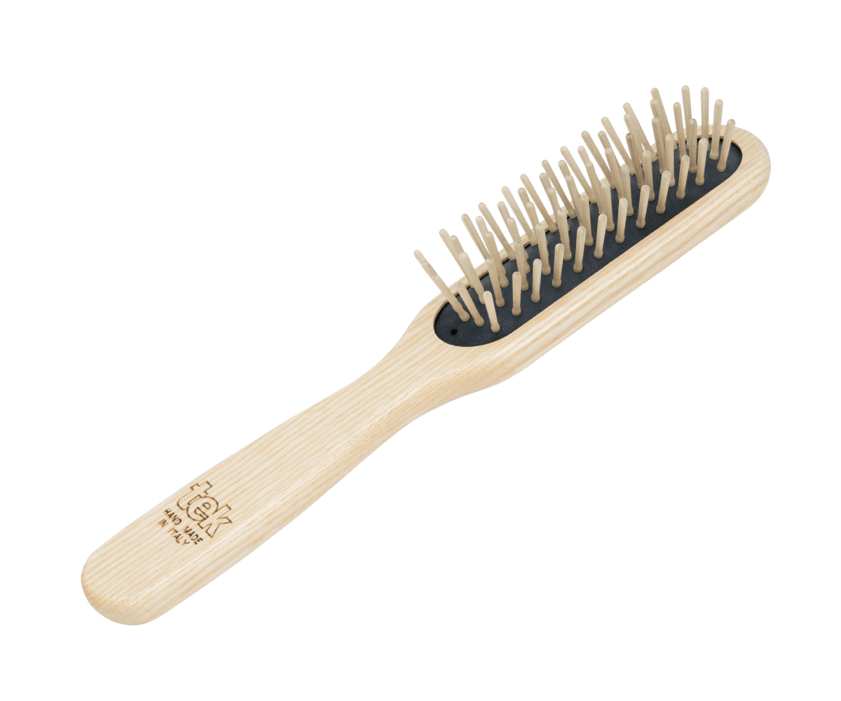 Haarbürste aus Eschenholz mit Holzstiften aus Ahorn, gerade Form, 21,5 cm lang und 4cm breit, Holzbürste  für jedes Haar