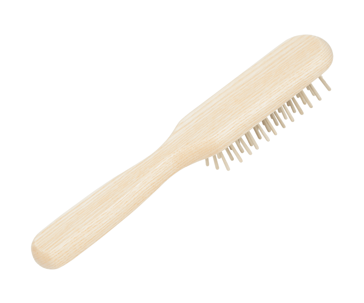 Haarbürste aus Eschenholz mit Holzstiften aus Ahorn, gerade Form, 21,5 cm lang und 4cm breit, Holzbürste  für jedes Haar