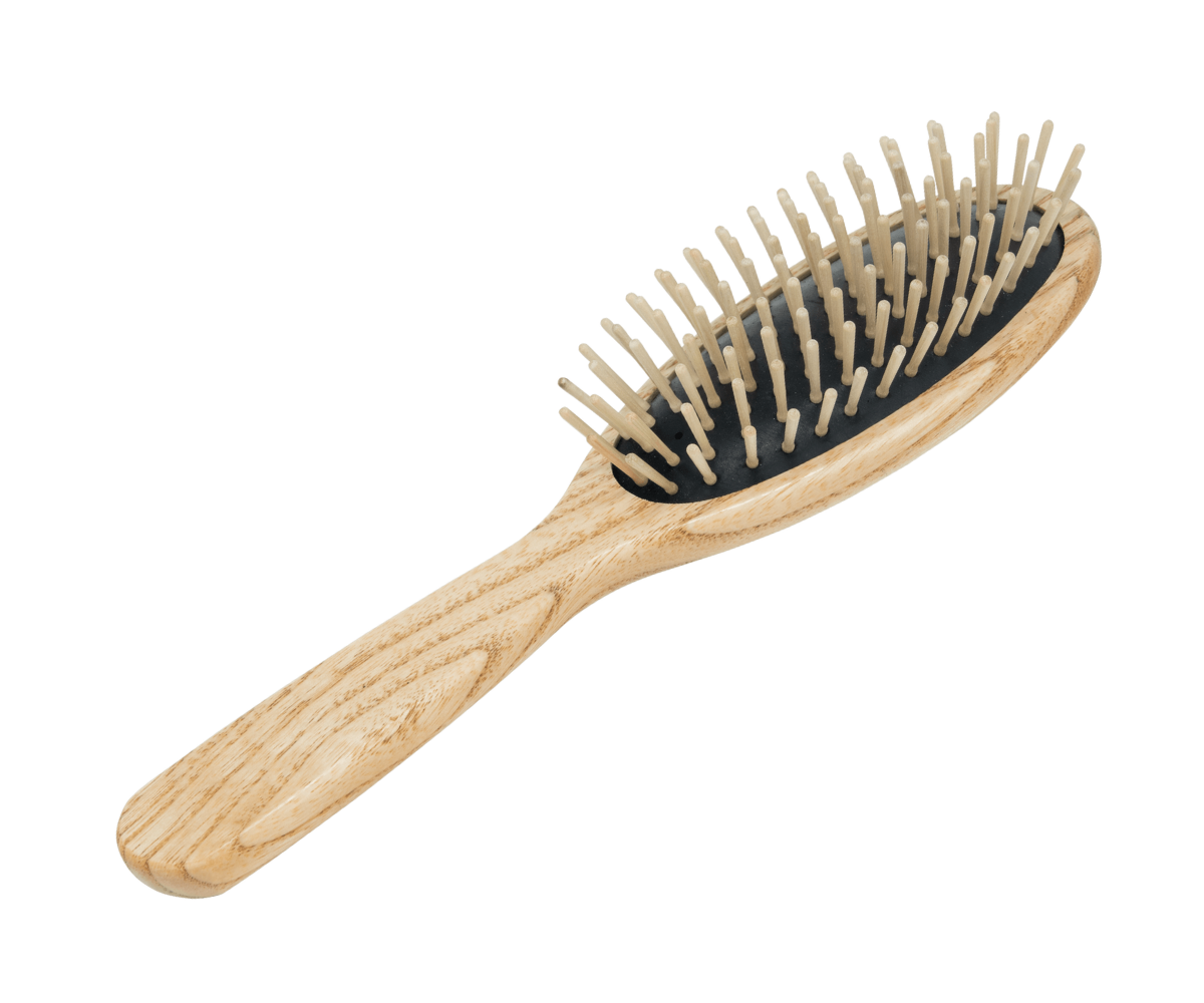 Haarbürste aus Eschenholz mit Holzstiften aus Ahorn, oval Form, 22 cm lang und 6,5cm breit, Holzbürste für jedes Haar