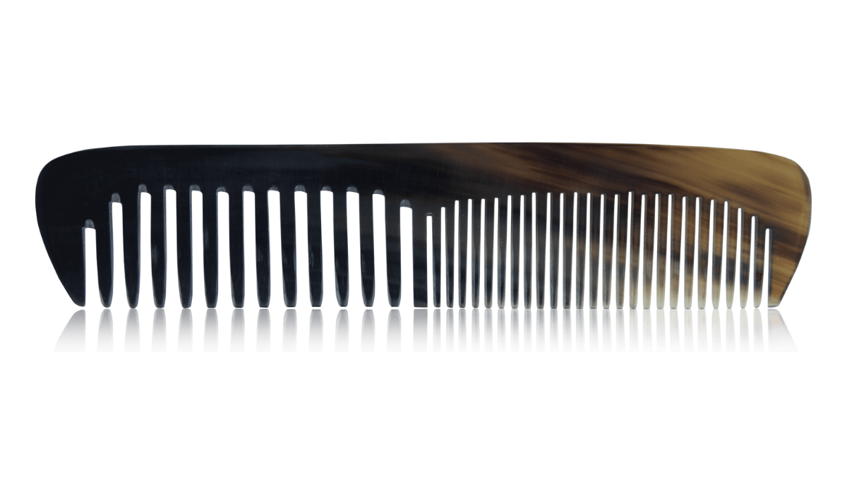 Frisierkamm aus Horn, ca. 20cm lang, breite und grobe Zahnung, ideal für jedes Haar, Haarkamm aus Rinderhorn