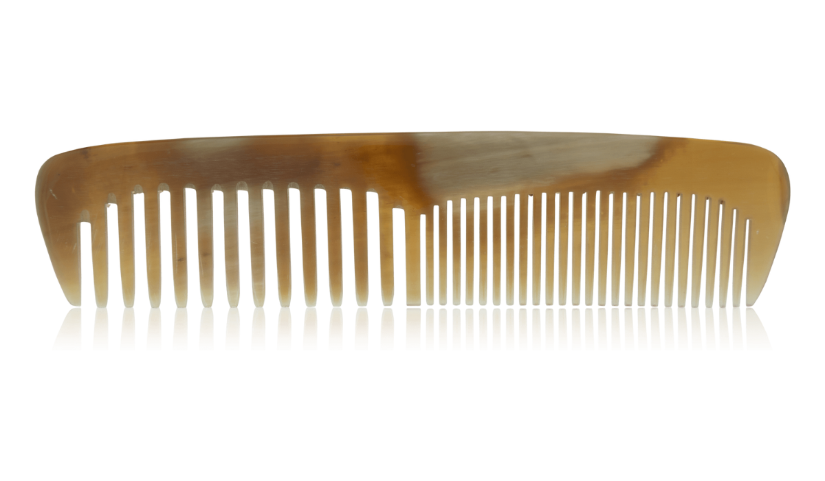 Frisierkamm aus Horn, ca. 20cm lang, breite und grobe Zahnung, ideal für jedes Haar, Haarkamm aus Rinderhorn