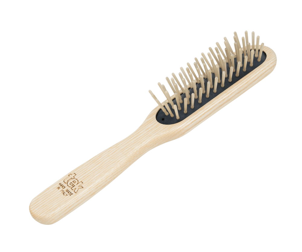 Haarbürste aus Eschenholz mit Holzstiften aus Ahorn, gerade Form, 21,5 cm lang und 4cm breit, Holzbürste  für jedes Haar