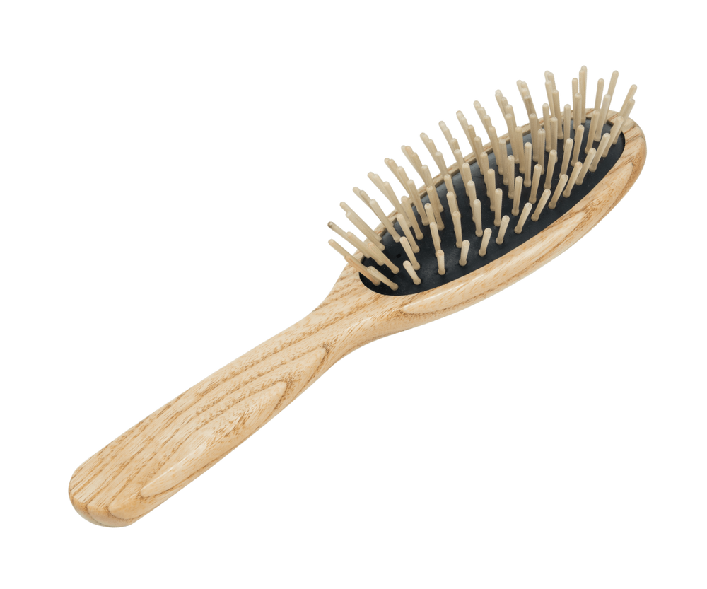 Haarbürste aus Eschenholz mit Holzstiften aus Ahorn, oval Form, 22 cm lang und 6,5cm breit, Holzbürste für jedes Haar