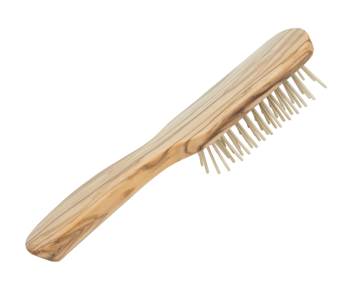 
                  
                    Haarbürste aus Olivenholz mit Holzstiften aus Ahorn, gerade Form, 21,5 cm lang und 4cm breit, Holzbürste für jedes Haar
                  
                